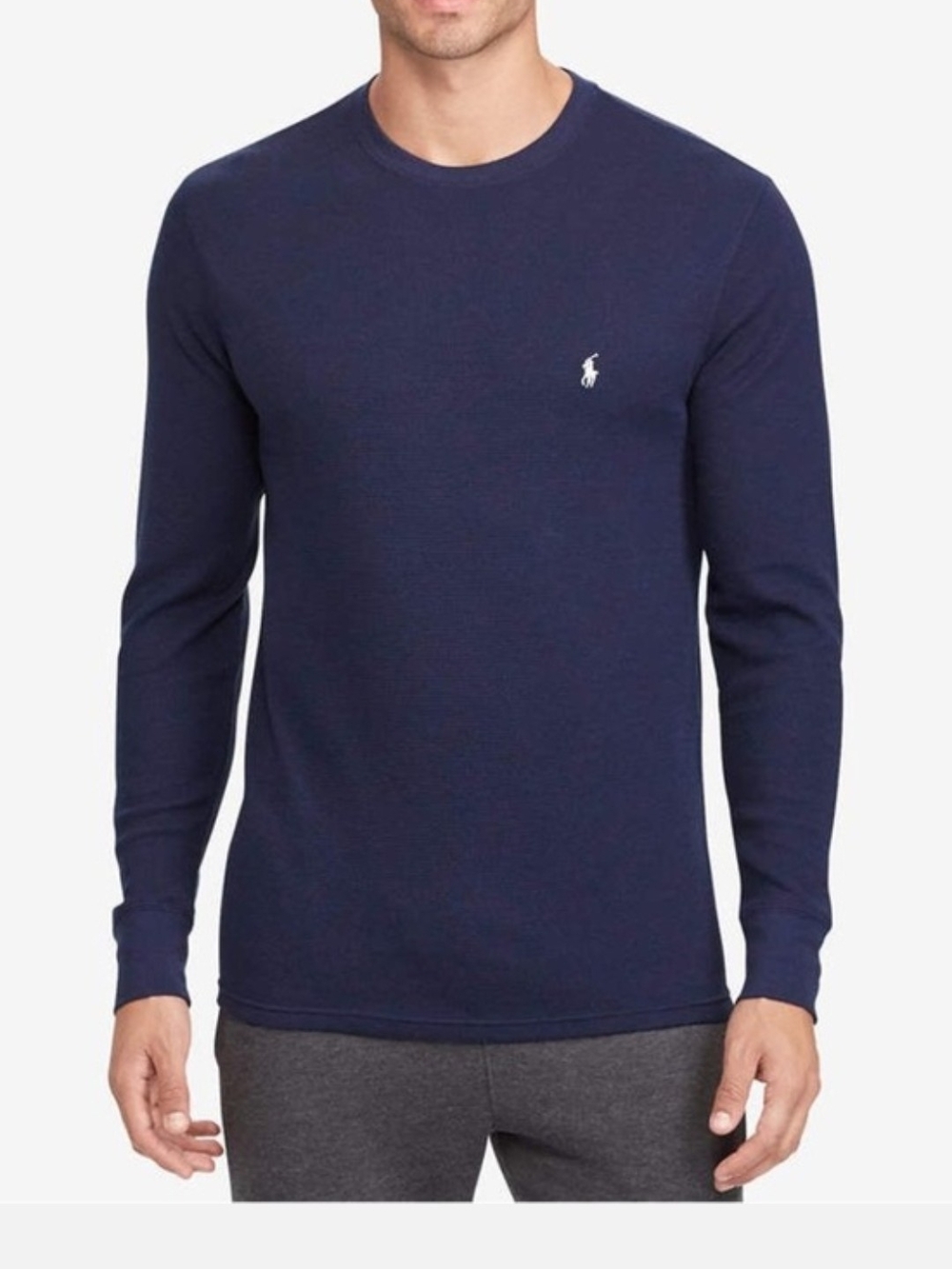 Polo by Ralph Lauren Navy Crewneck Long-Sleeve Shirt with Embroidered Pony